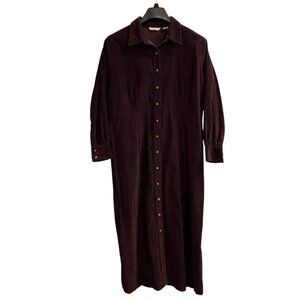 Vintage‎ Eddie Bauer Dress XLP Purple Corduroy Maxi Shirt Grunge Cottagecore